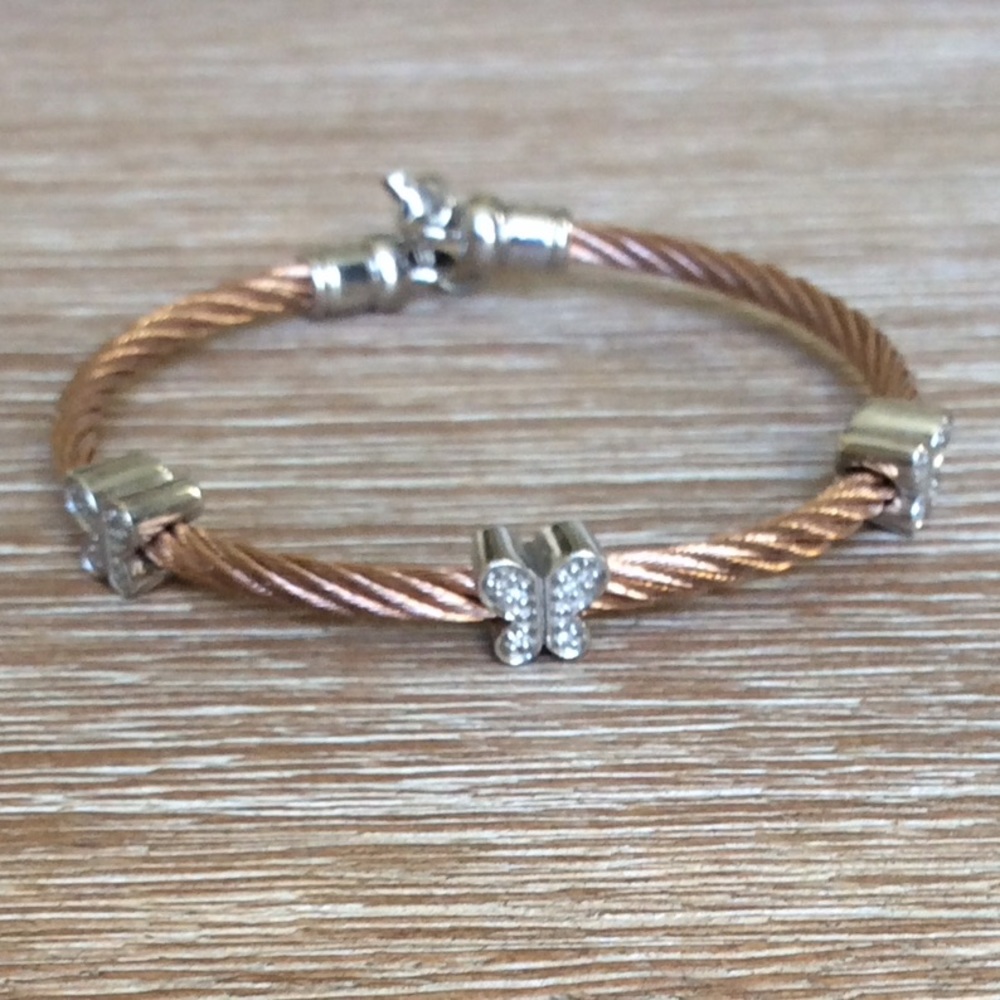 Rose Stainless Steel Bracelet w/diamonds
